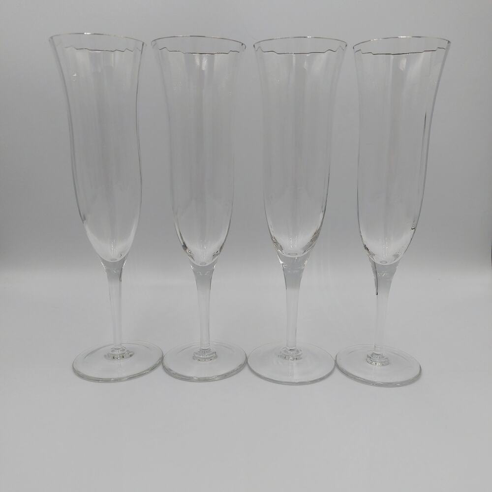 Fluted Champagne Glasses - Laurin Platinum by Gorham Crystal